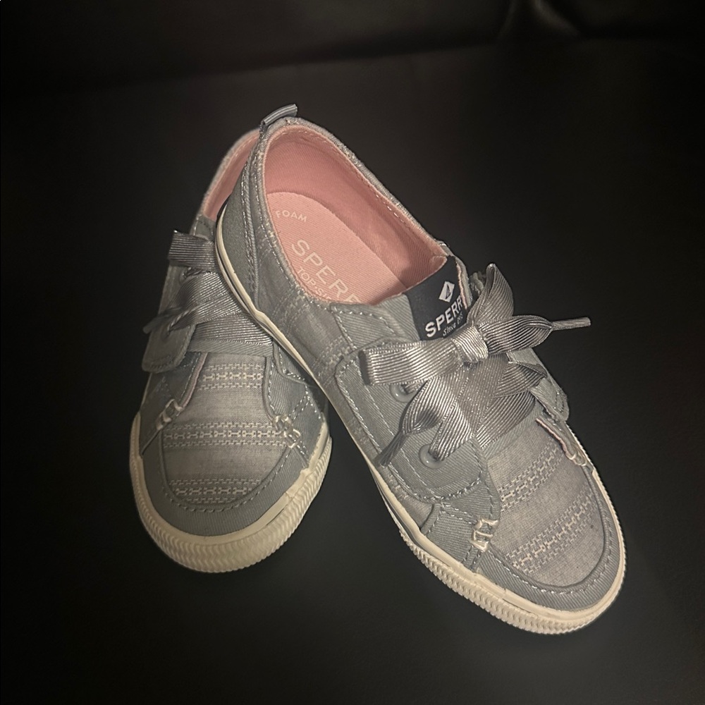 Little Girls Sperry Blue Gray Docket Casual Sneakers Size 10.5